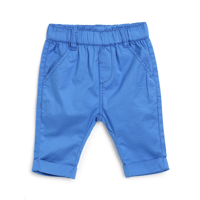Boys Medium Blue Solid Long Trousers image number 0